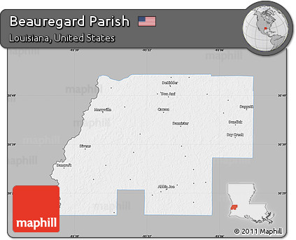 Gray Map of Beauregard Parish, single color outside