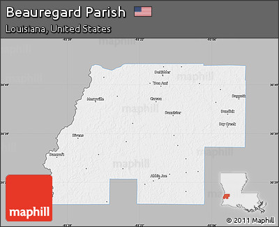 Gray Map of Beauregard Parish, single color outside