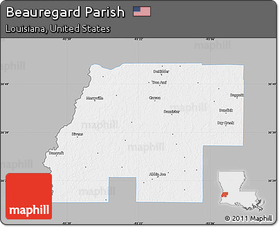 Gray Map of Beauregard Parish, single color outside