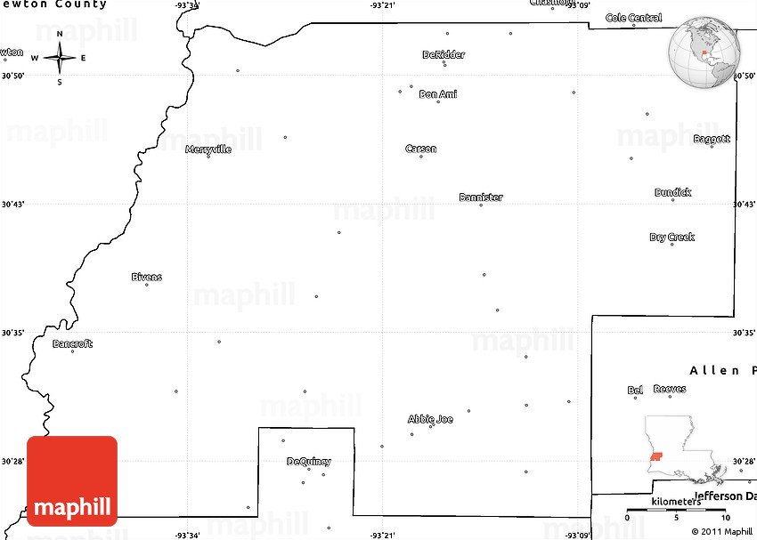 Blank Simple Map of Beauregard Parish