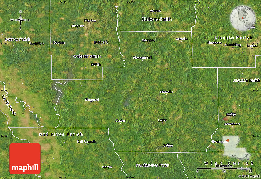 Satellite Map of Bienville Parish