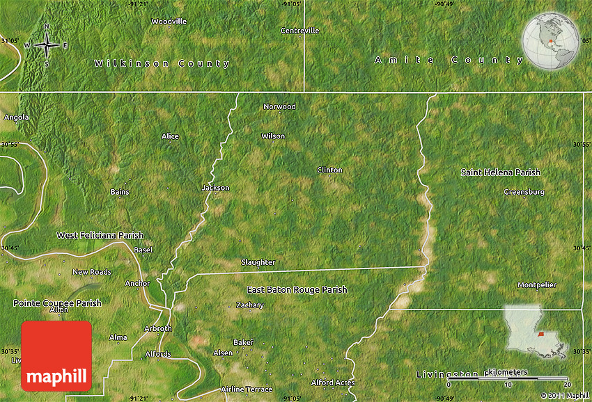 Satellite Map of East Feliciana Parish