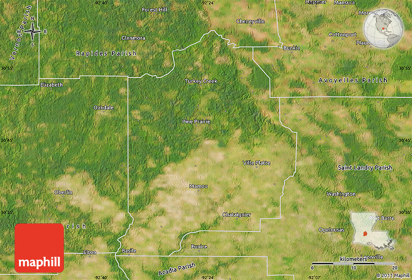 Satellite Map of Evangeline Parish