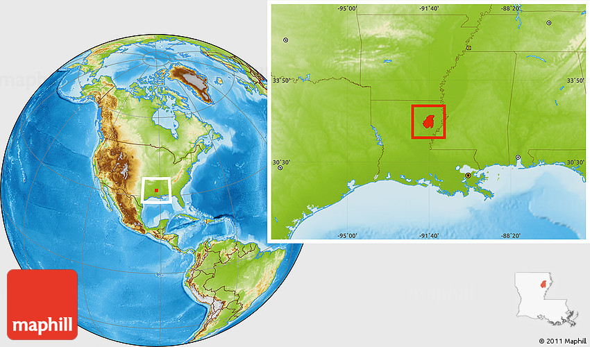 Physical Location Map of Franklin Parish