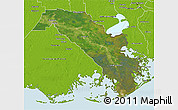 Satellite 3D Map of Lafourche Parish, physical outside