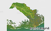 Satellite 3D Map of Lafourche Parish, single color outside