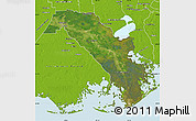 Satellite Map of Lafourche Parish, physical outside