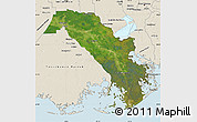 Satellite Map of Lafourche Parish, shaded relief outside