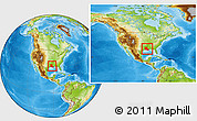 Physical Location Map of Louisiana, within the entire country