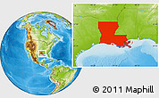 Physical Location Map of Louisiana