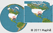 Satellite Location Map of Louisiana, highlighted country, within the entire country