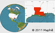 Satellite Location Map of Louisiana, highlighted country