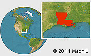 Satellite Location Map of Louisiana