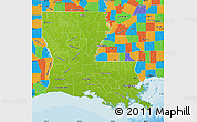 Physical Map of Louisiana, political outside