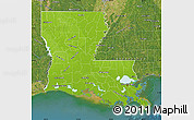 Physical Map of Louisiana, satellite outside