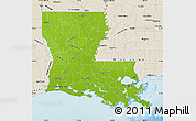 Physical Map of Louisiana, shaded relief outside