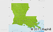 Physical Map of Louisiana, single color outside