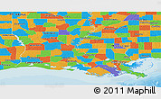 Political Panoramic Map of Louisiana