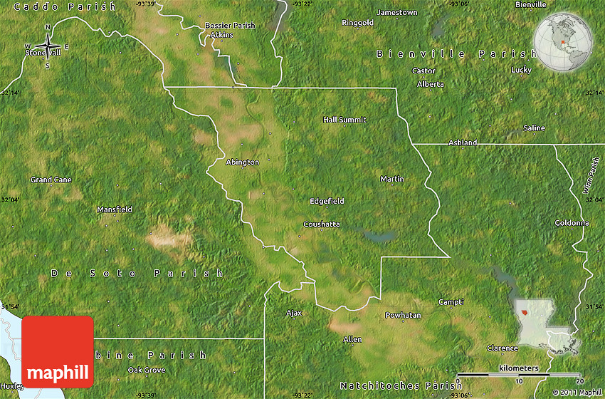 Satellite Map of Red River Parish