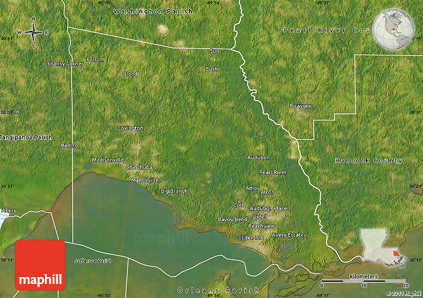 Satellite Map of Saint Tammany Parish