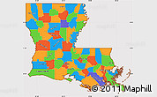 Political Simple Map of Louisiana, cropped outside