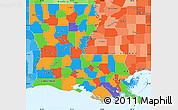 Political Simple Map of Louisiana, political shades outside
