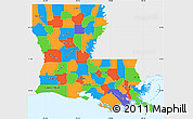 Political Simple Map of Louisiana, single color outside