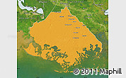 Political Map of Terrebonne Parish, satellite outside