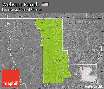 Physical Map of Webster Parish, desaturated