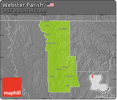 Physical Map of Webster Parish, desaturated