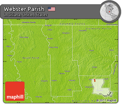 Physical Map of Webster Parish