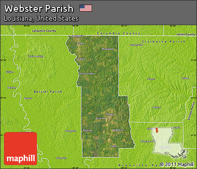 Satellite Map of Webster Parish, physical outside