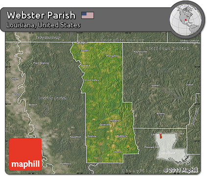 Satellite Map of Webster Parish, semi-desaturated