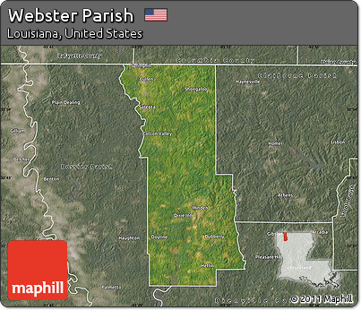 Satellite Map of Webster Parish, semi-desaturated