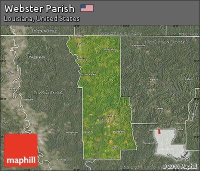 Satellite Map of Webster Parish, semi-desaturated