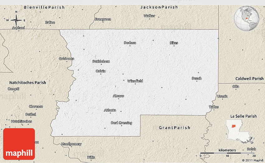 Classic Style 3D Map of Winn Parish