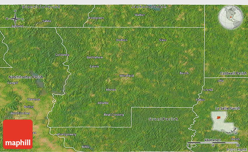 Satellite 3D Map of Winn Parish