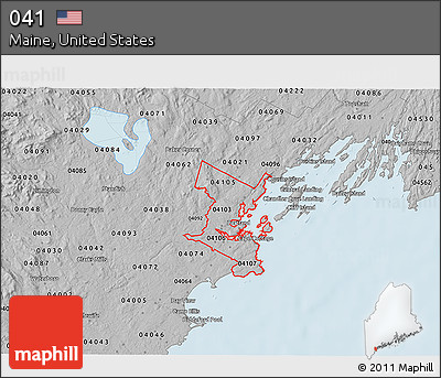 Gray 3D Map of ZIP Codes Starting with 041