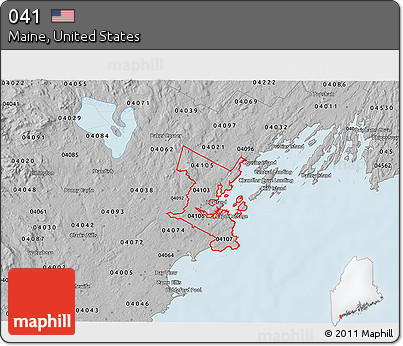 Gray 3D Map of ZIP Codes Starting with 041