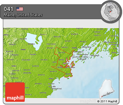Physical 3D Map of ZIP Codes Starting with 041