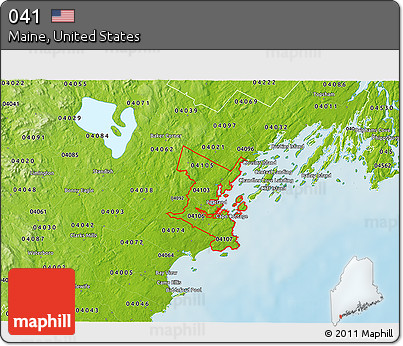 Physical 3D Map of ZIP Codes Starting with 041