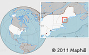 Gray Location Map of ZIP codes starting with 041, highlighted country, hill shading