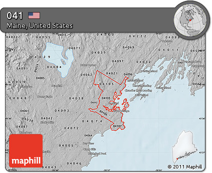 Gray Map of ZIP Codes Starting with 041