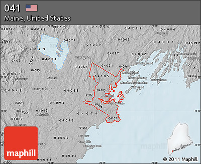 Gray Map of ZIP Codes Starting with 041