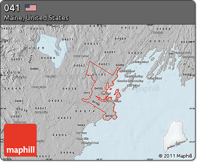 Gray Map of ZIP Codes Starting with 041