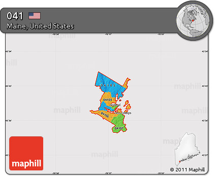Political Map of ZIP Codes Starting with 041, cropped outside
