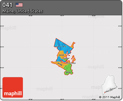 Political Map of ZIP Codes Starting with 041, cropped outside
