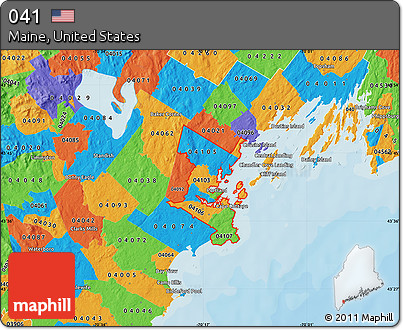 Political Map of ZIP Codes Starting with 041