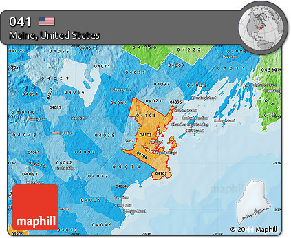 Political Shades Map of ZIP Codes Starting with 041