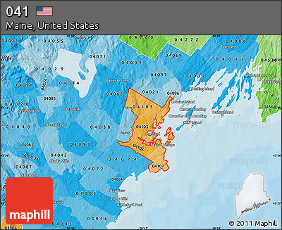 Political Shades Map of ZIP Codes Starting with 041